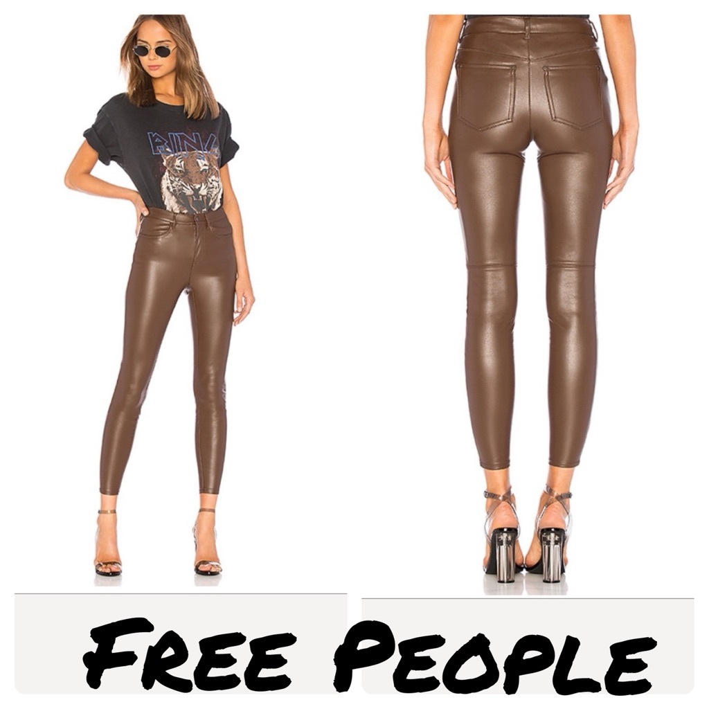 Free People Vegan High Rise Pant In Brown. Punk